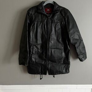 Marc Mattie Moto Mens Black Leather Full Zip Jacket Medium Quilted Lined